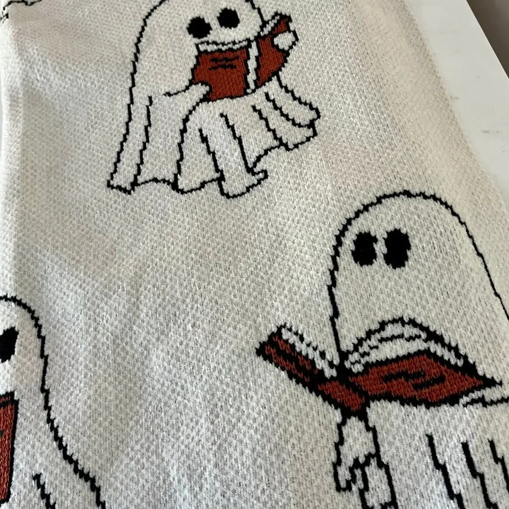 Goblin & Ghoul Halloween Ghosts with Books Blanket and Large Pillow Set (2)